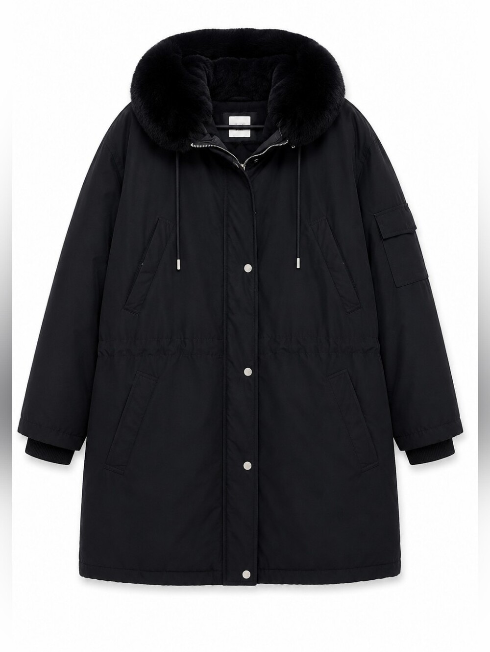 GAP Women's Faux Fur Trim Hooded Parka Coat Navy Blue Winter Jacket XL